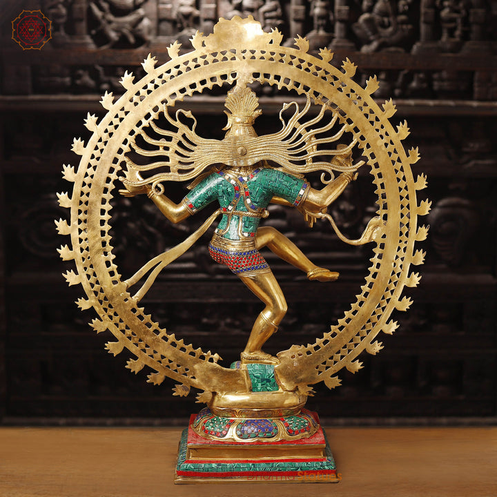 Brass Natraj, Nataraja is a Depiction of the Hindu God Shiva as a Divine Dancer. 37"