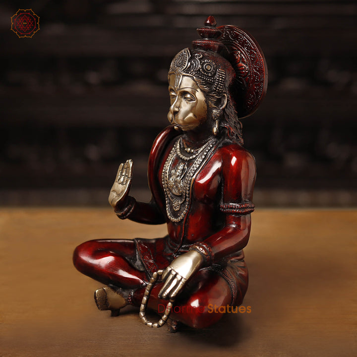Brass Hanuman, Hanuman Ji is Sitting on a Earth. 11"