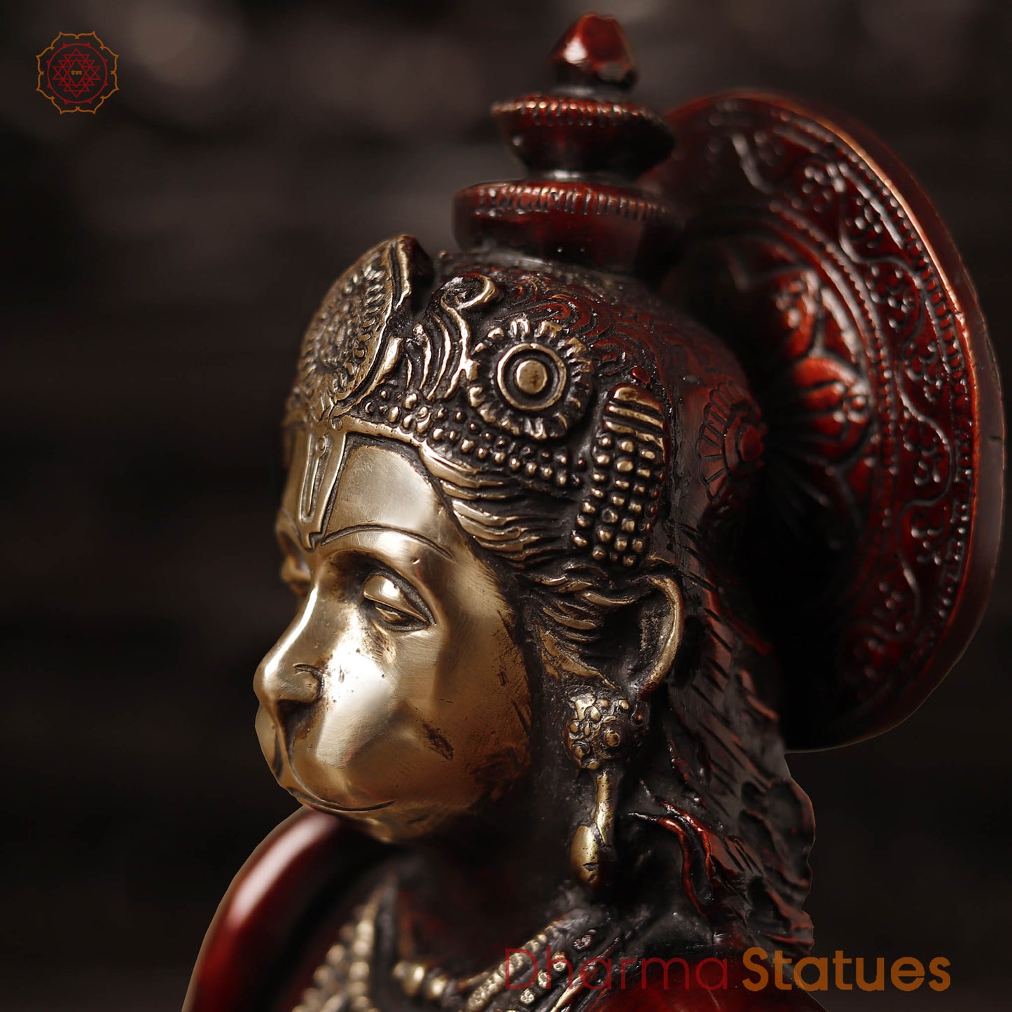 Brass Hanuman Statue, Seated on a Blessing Posture 11"