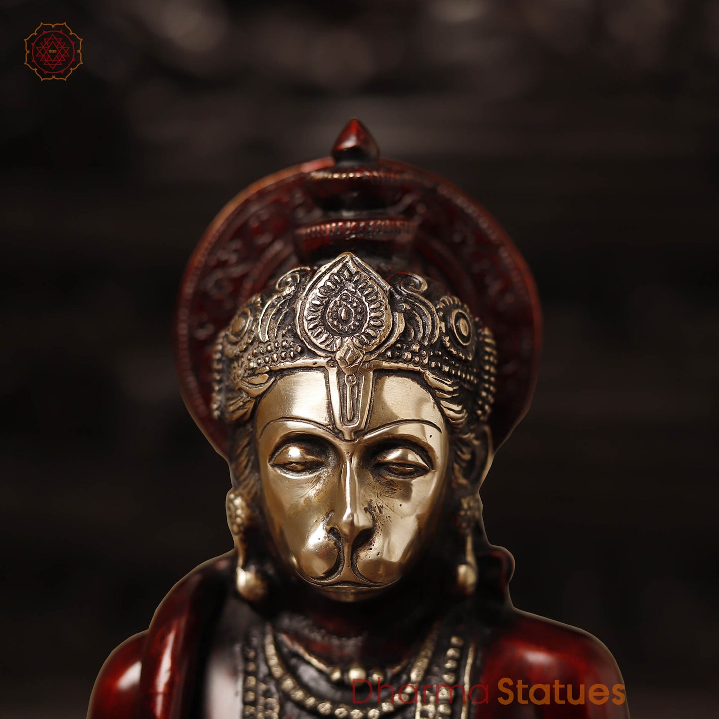 Brass Hanuman Statue, Seated on a Blessing Posture 11"