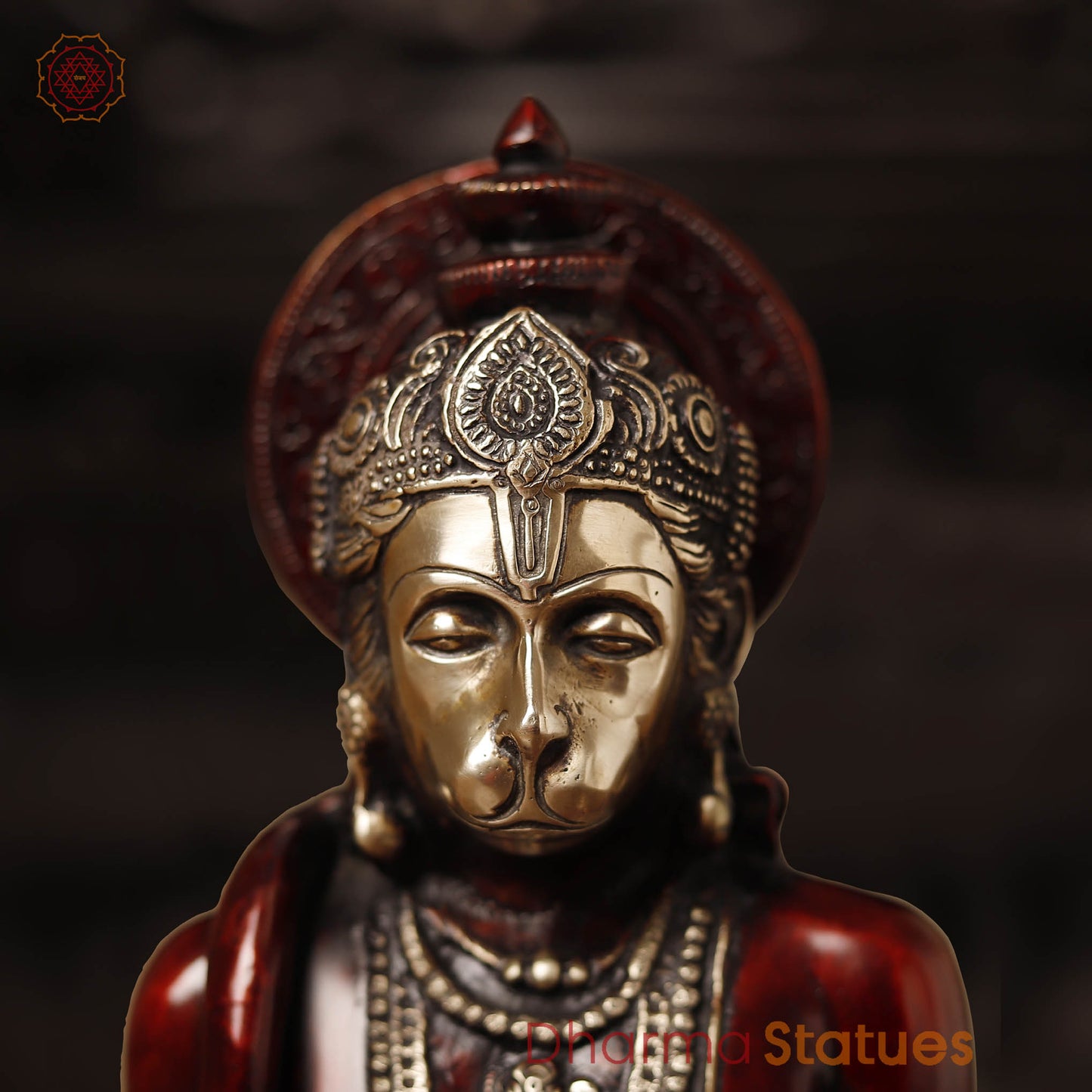 Brass Hanuman Statue, Seated on a Blessing Posture 11"