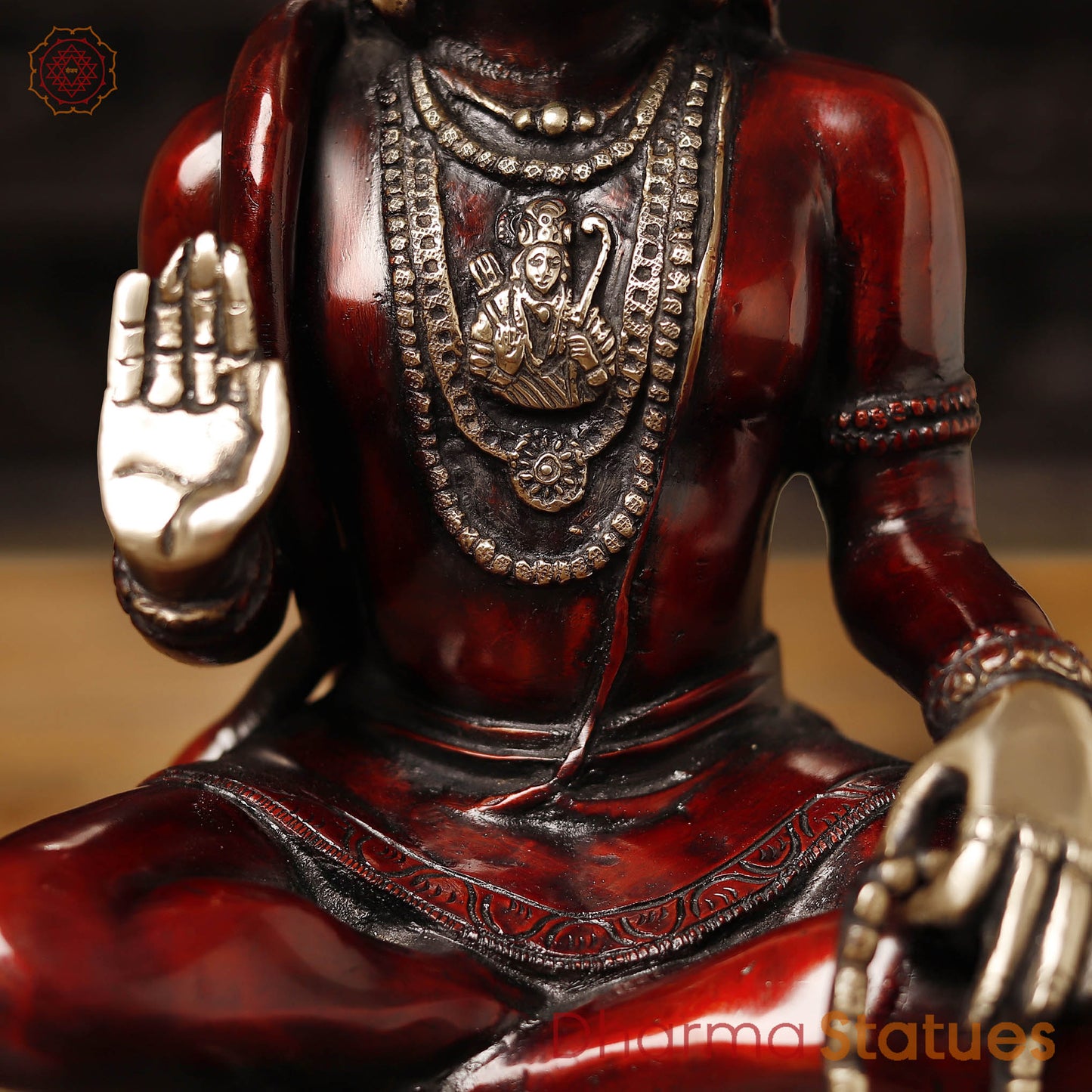 Brass Hanuman Statue, Seated on a Blessing Posture 11"