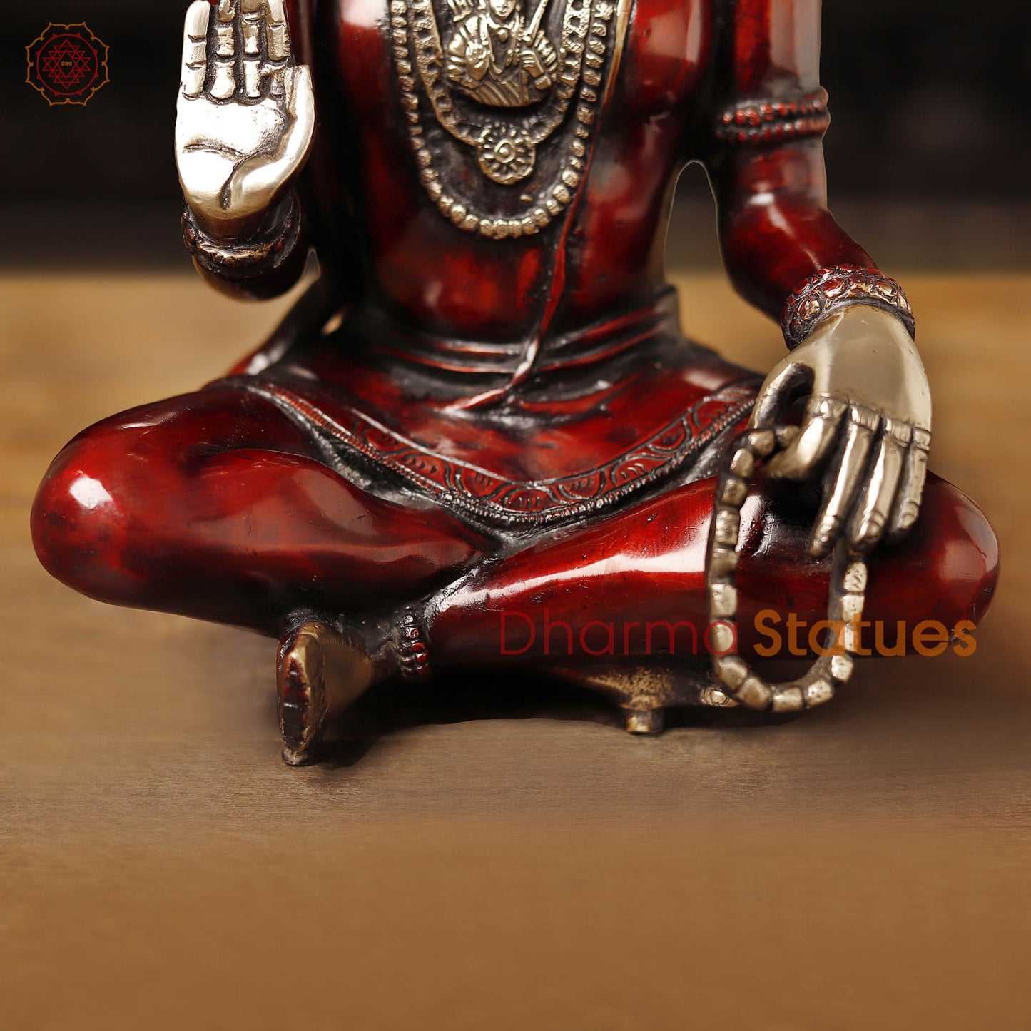 Brass Hanuman Statue, Seated on a Blessing Posture 11"