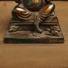 Brass Ganesh in Blessing Posture, Rustic Green Finish with Golden Accent, 11"