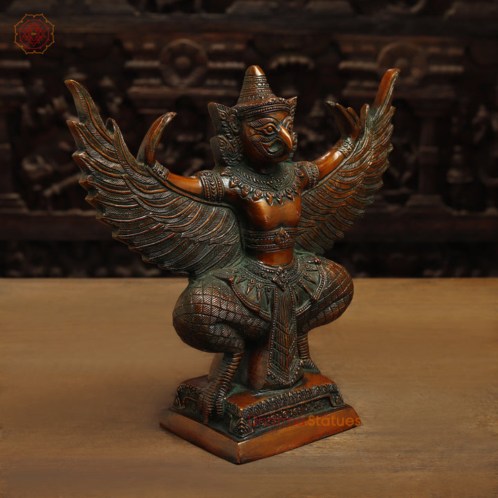 Brass Garuda with Open Wings, Copper Finish, 12"