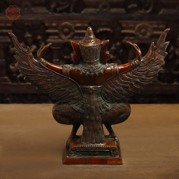 Brass Garuda with Open Wings, Copper Finish, 12"