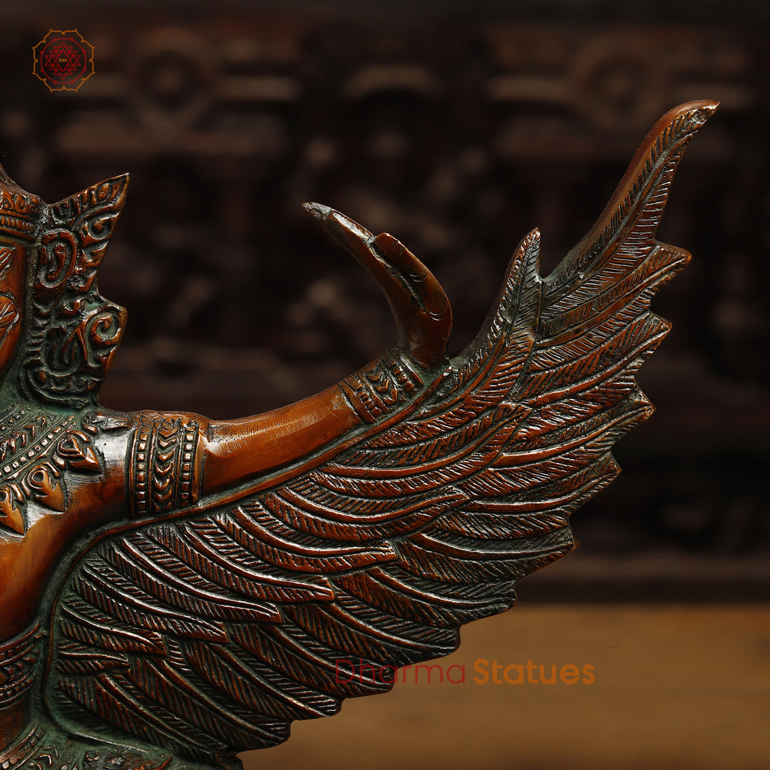 Brass Garuda with Open Wings, Copper Finish, 12"