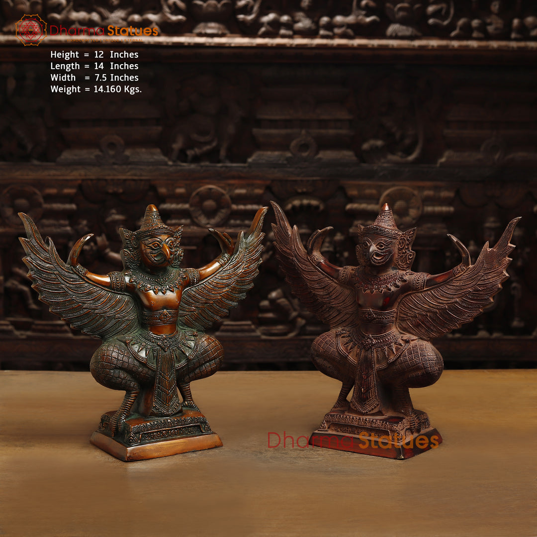 Brass Garuda with Open Wings, Copper Finish, 12"