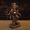 Brass Ganesh Standing on Pedestal, Copper Finish, 19"