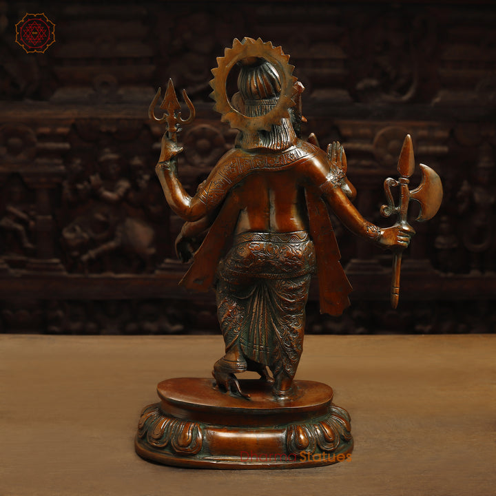 Brass Ganesh Standing on Pedestal, Copper Finish, 19"