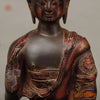 Brass Buddha seated in Blessing Posture, Copper Rustic Finish, 17"