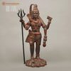 Brass Shiva with Trishul, Copper Rustic Finish, 23"