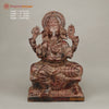 Brass Ganesh seated in Blessing Posture, Rustic Copper Finish 22.5"