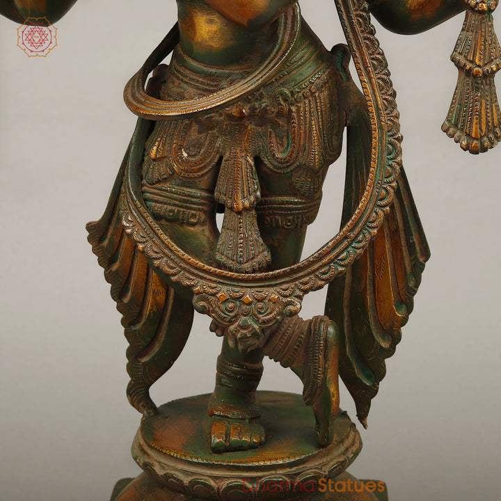 Brass Venugopal Krishna, Green Chola Finish 24"