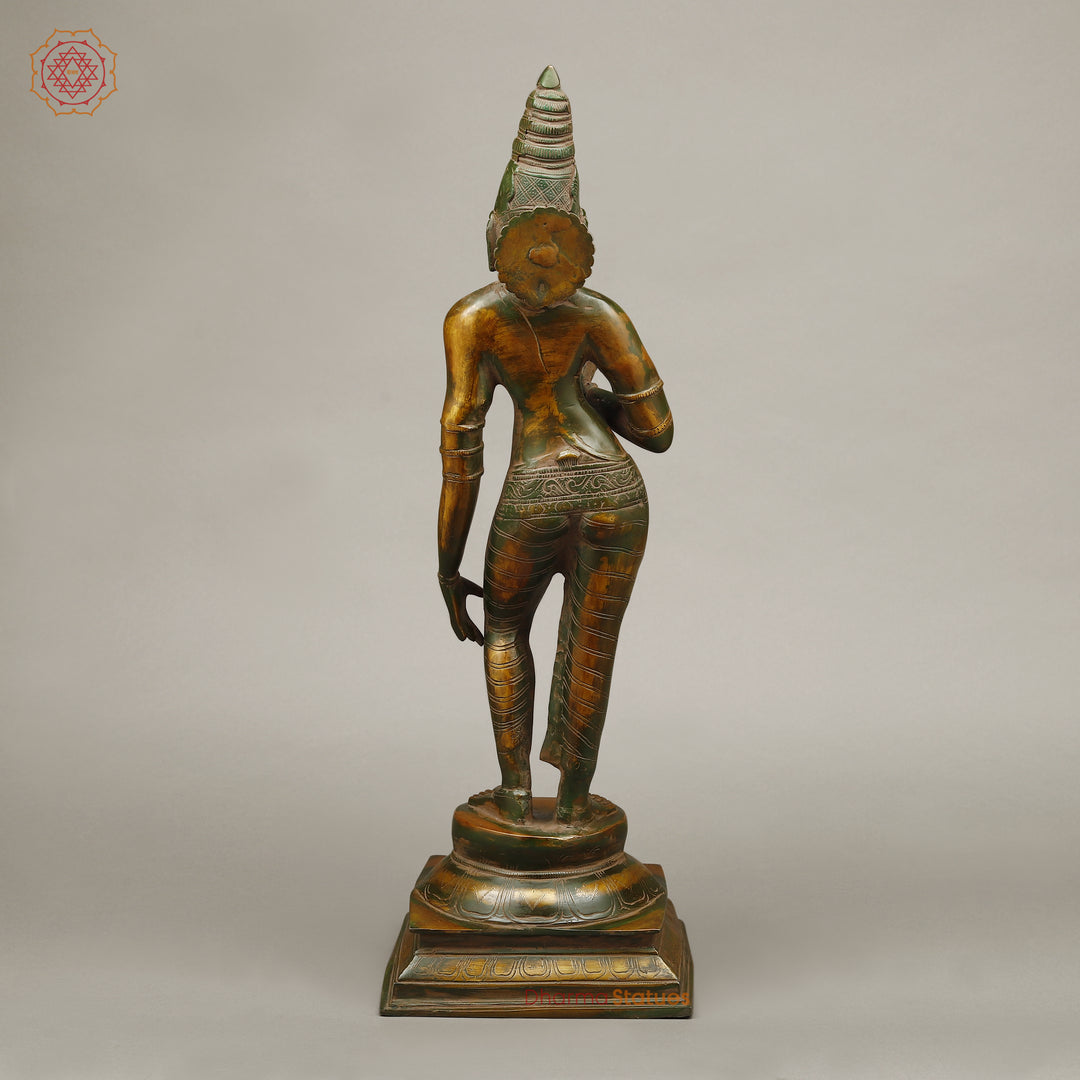 Brass Goddess Parvati, Green Chola Finish23"