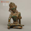 Brass Lord Indra Statue, Green Patina with Golden Hues, 14"