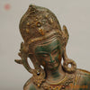 Brass Lord Indra Statue, Green Patina with Golden Hues, 14"