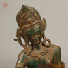 Brass Lord Indra Statue, Green Patina with Golden Hues, 14"