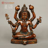 Brass Shiva Seated with 6 Hands , Bronze Finish 14"