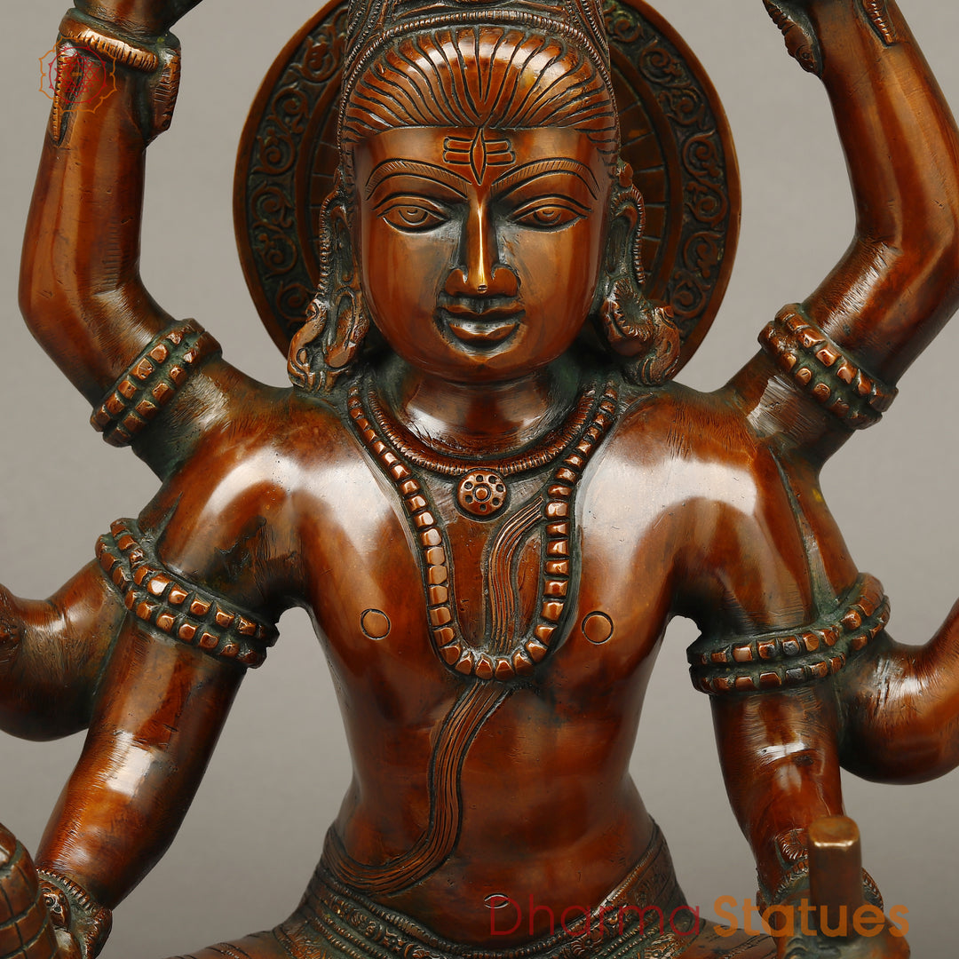 Brass Shiva Seated with 6 Hands , Bronze Finish 14"