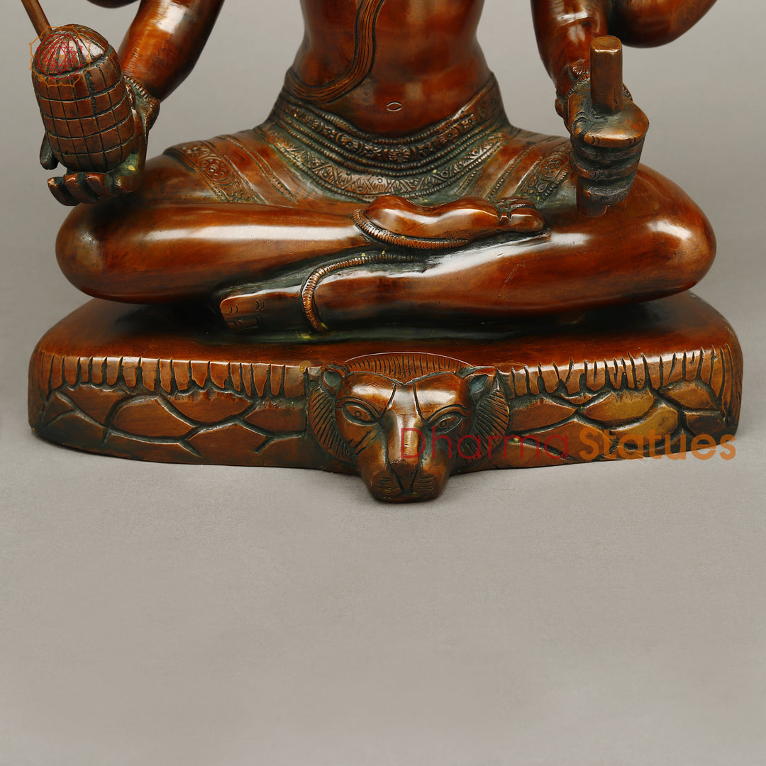 Brass Shiva Seated with 6 Hands , Bronze Finish 14"