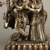 Brass Radha Krishna Playing Flute with Cow, Golden Finish, 12"