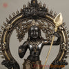 Brass Kartik Standing With Peacock in Prabhavali Frame, Deep Black Finish with Golden Accent 16.5"