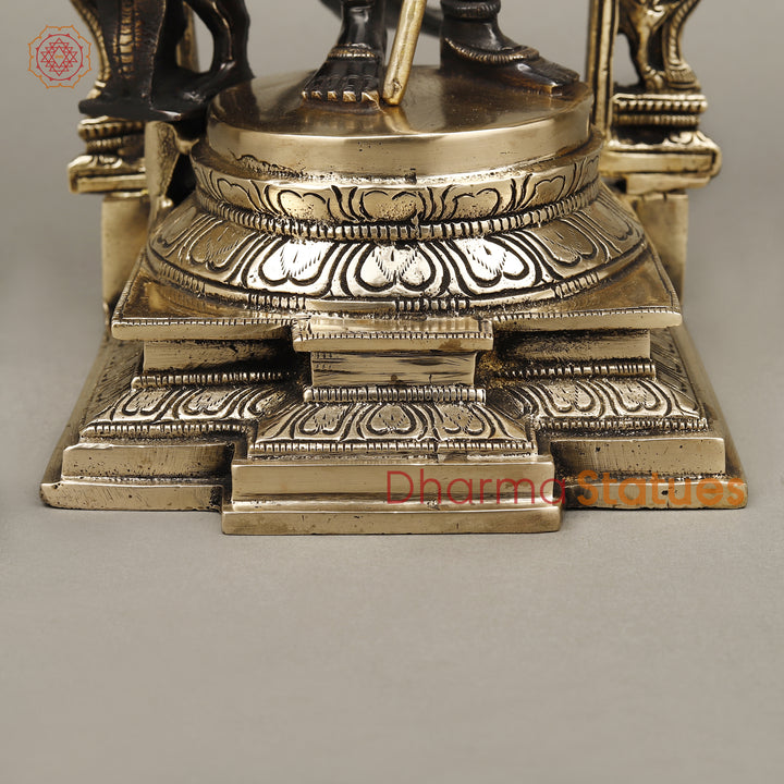 Brass Kartik Standing With Peacock in Prabhavali Frame, Deep Black Finish with Golden Accent 16.5"