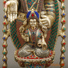 Brass Tirupati Balaji Statue with Padmavathi Engraved, Golden Finish with Stonework, 34.5"