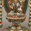 Brass Tirupati Balaji Statue with Padmavathi Engraved, Golden Finish with Stonework, 34.5"