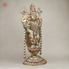 Brass Tirupati Balaji Statue with Padmavathi Engraved, Golden Finish with Stonework, 34.5"