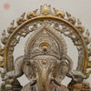 Brass Ganesh Seated With Rat frame, Green Antique Finish, 20"