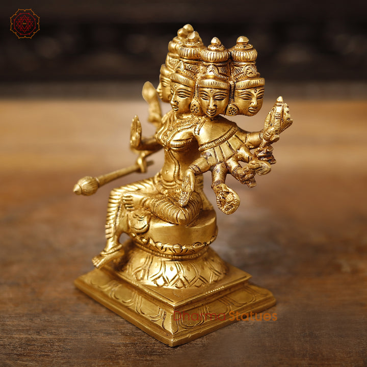 Brass Lakshmi Panchmukhi Statue | Sitting on a Lotus 5.5"