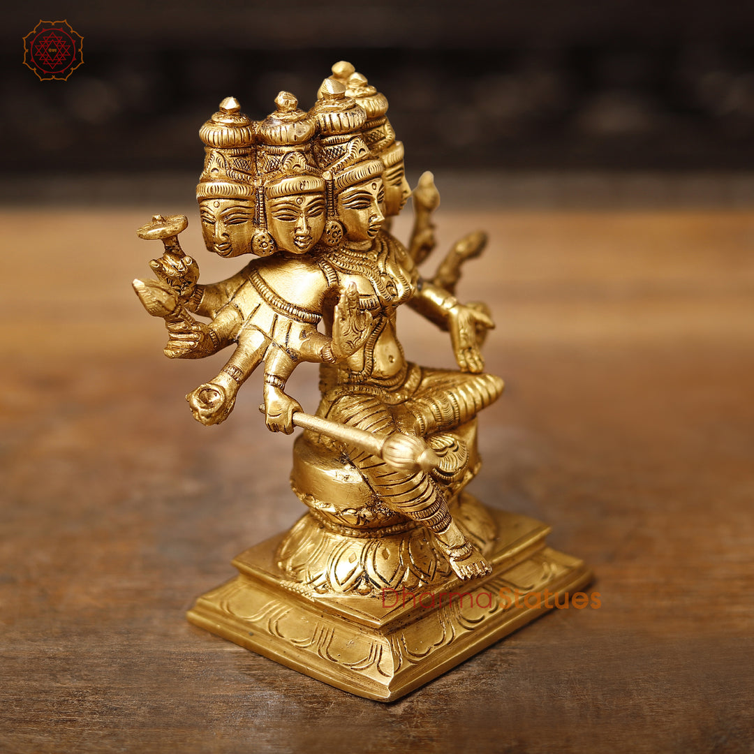 Brass Lakshmi Panchmukhi Statue | Sitting on a Lotus 5.5"