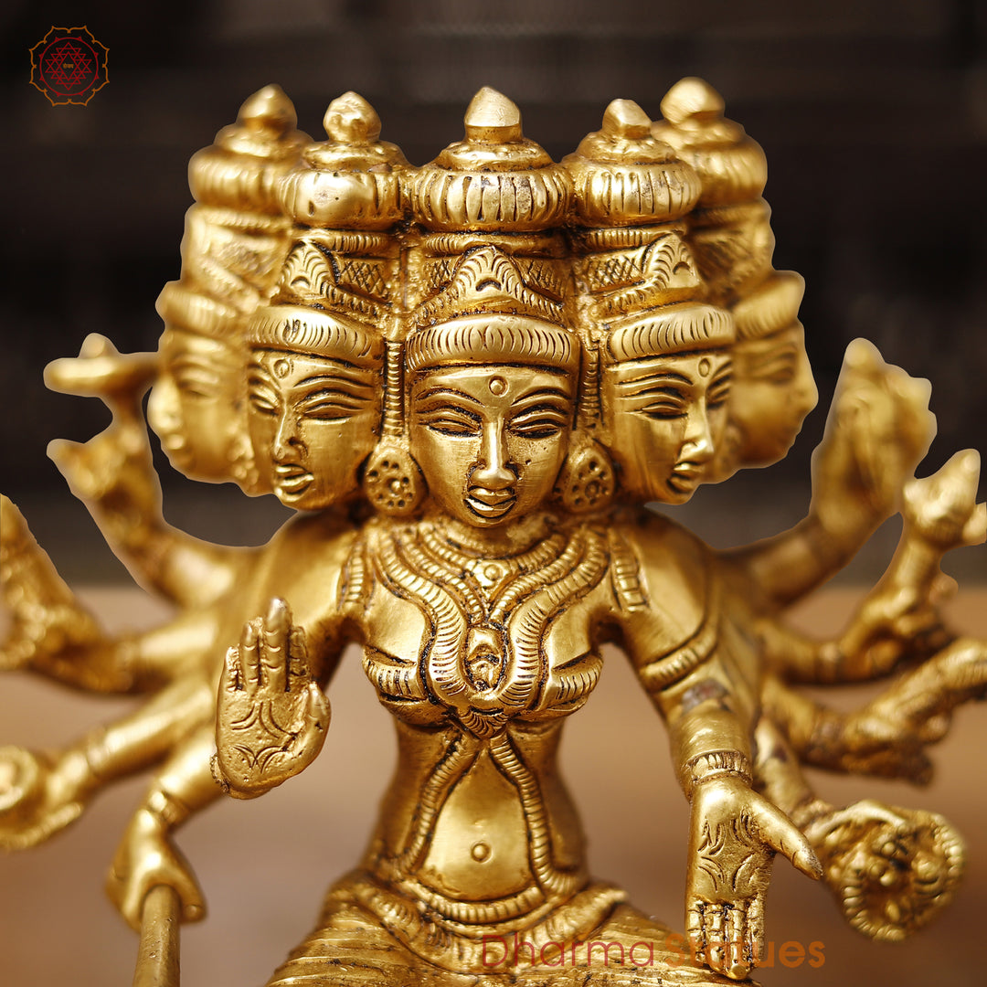 Brass Lakshmi Panchmukhi Statue | Sitting on a Lotus 5.5"