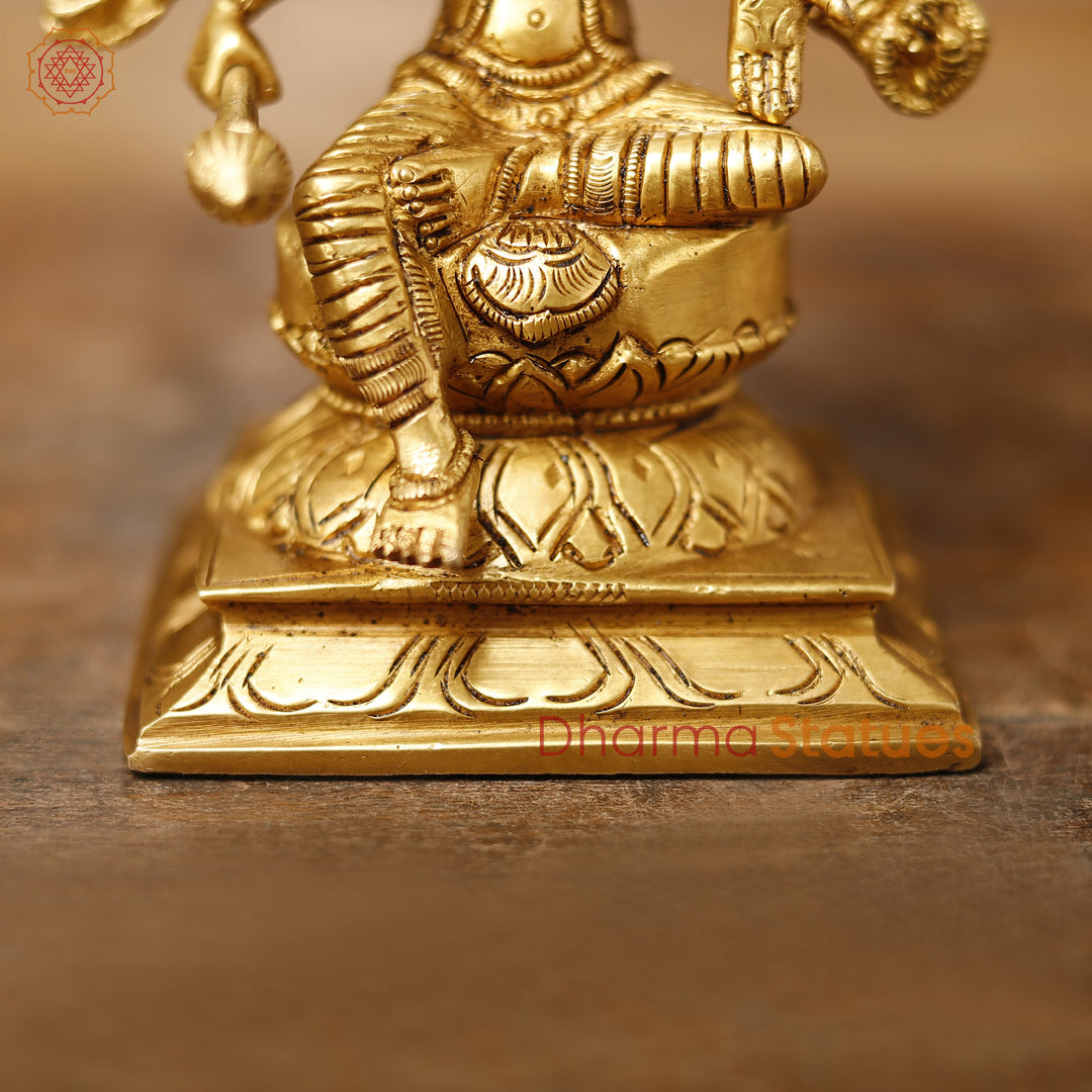 Brass Lakshmi Panchmukhi Statue | Sitting on a Lotus 5.5"