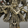 Brass Krishna Playing Flute Beneath the Sacred Tree, Golden Finish, 11"