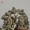 Brass Radha & Krishna Playing Flute under Tree, Golden Finish, 13.5"