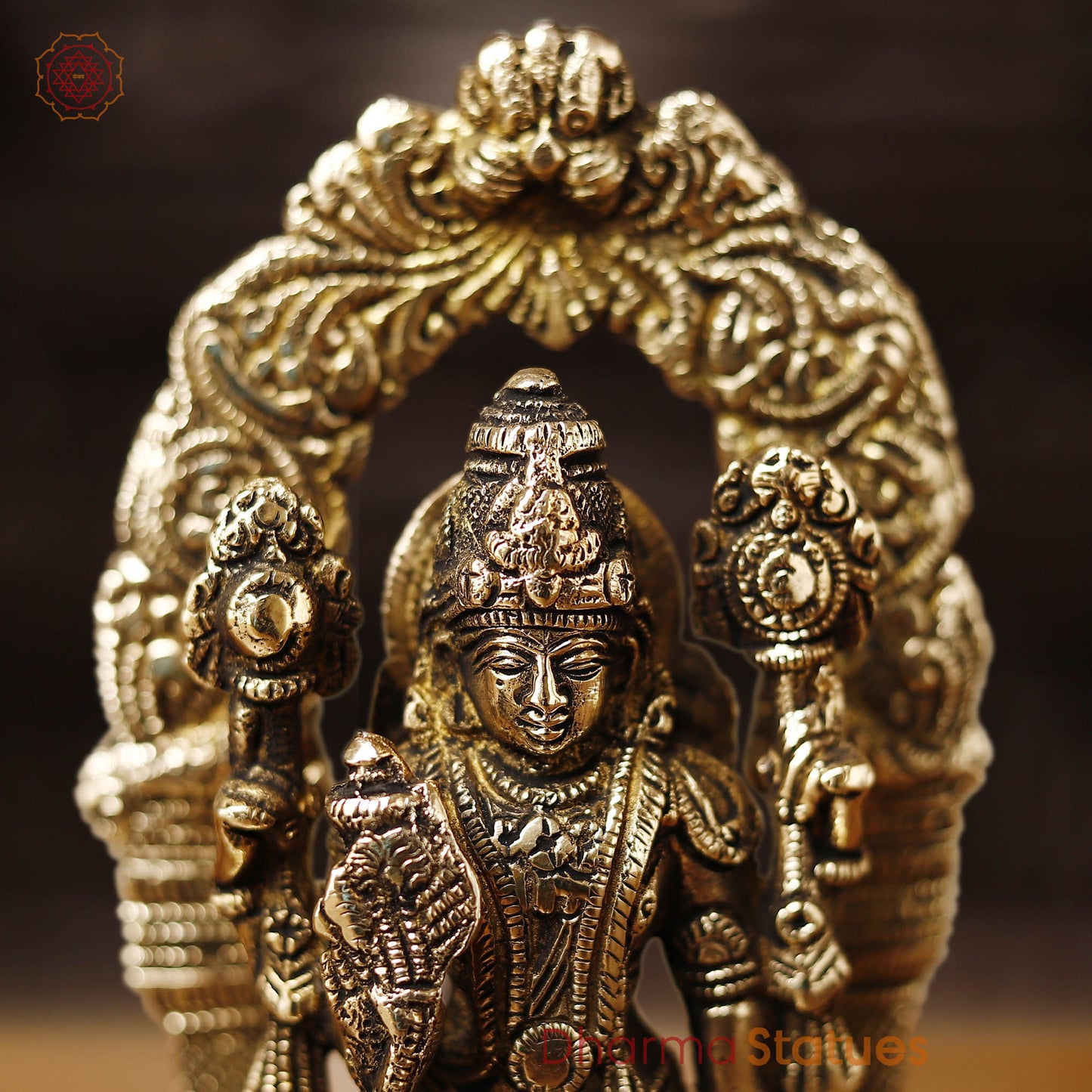 Brass Vishnu Lakshmi Pair ,Regal Divine Pair, Golden Finish, 9"