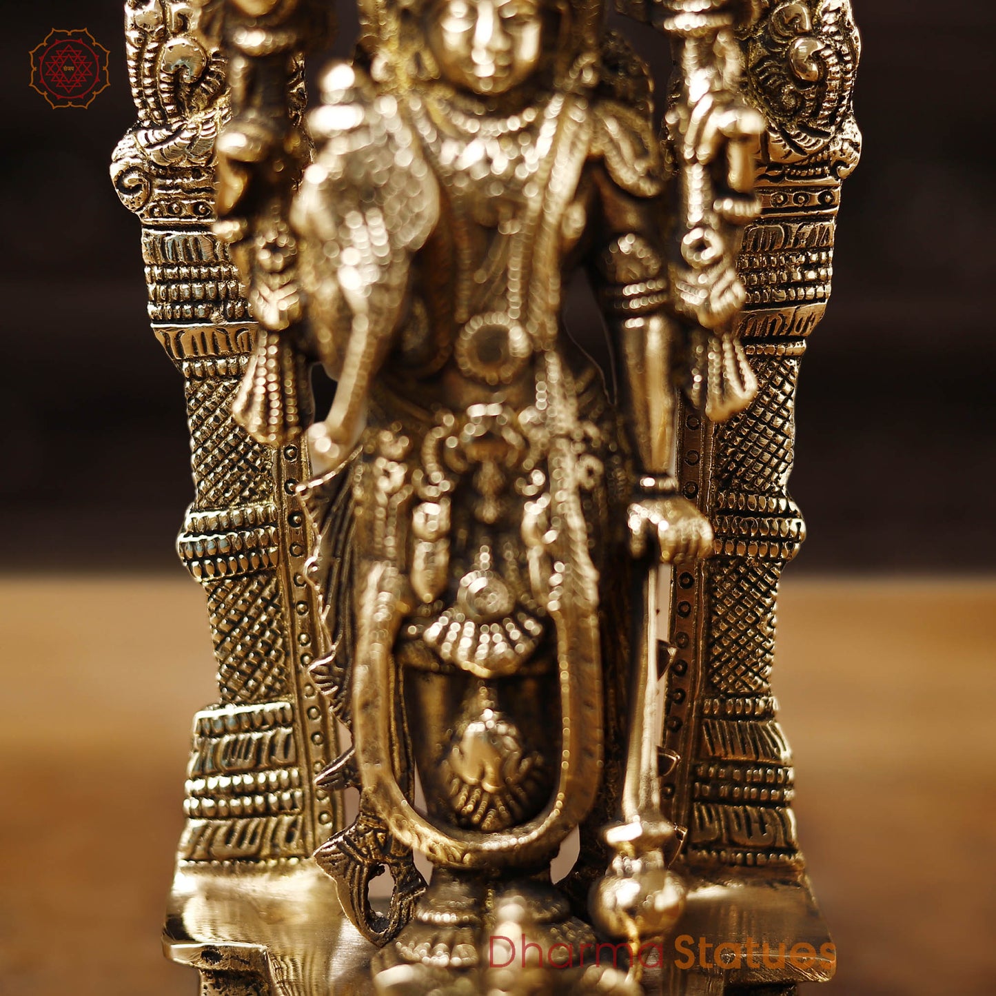 Brass Vishnu Lakshmi Pair ,Regal Divine Pair, Golden Finish, 9"