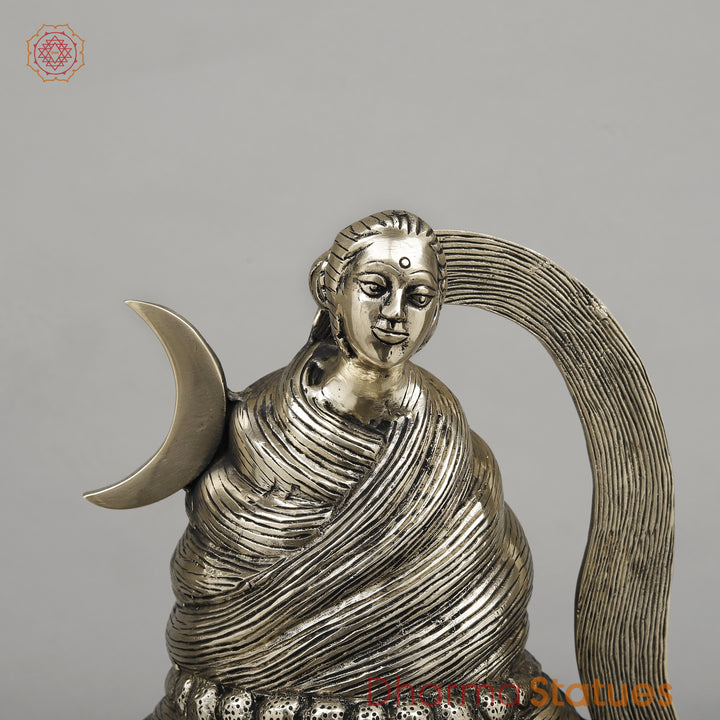 Brass Shiva Head With Ganga on Crown, Fine Smooth Finish, 20"