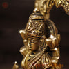 Brass Lakshmi Idol, Standing on Mahayaksha Pedastal, Golden Fine Finish  9"