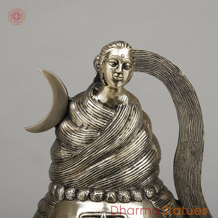 Brass Shiva Head With Ganga on Crown, Fine Smooth Finish, 20"