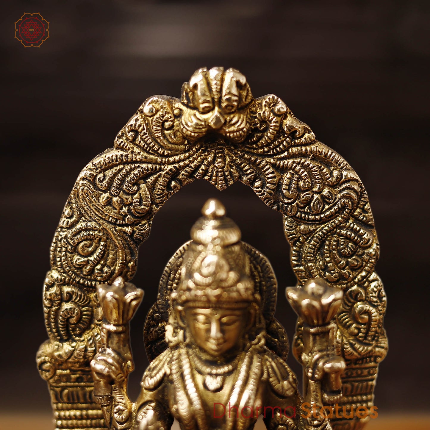 Brass Vishnu Lakshmi Pair ,Regal Divine Pair, Golden Finish, 9"