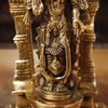 Brass Lakshmi Idol, Standing on Mahayaksha Pedastal, Golden Fine Finish  9"