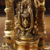 Brass Lakshmi Idol, Standing on Mahayaksha Pedastal, Golden Fine Finish  9"