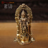 Brass Lakshmi Idol, Standing on Mahayaksha Pedastal, Golden Fine Finish  9"