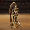 Brass Lakshmi Idol, Standing on Mahayaksha Pedastal, Golden Fine Finish  9"