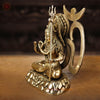 Brass Shiva Statue, Seated Figure with Sacred Backdrop, Fine Golden Finish, 11.5"