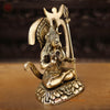 Brass Shiva Statue, Seated Figure with Sacred Backdrop, Fine Golden Finish, 11.5"